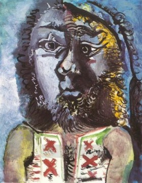 パブロ・ピカソ Painting - チョッキを着た男 1971年 パブロ・ピカソ